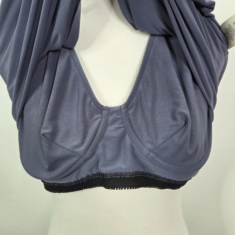 Magicsuit Swim Top Womens 14 Blue Halter Underwire Draped Tankini Solid - Picture 3 of 8